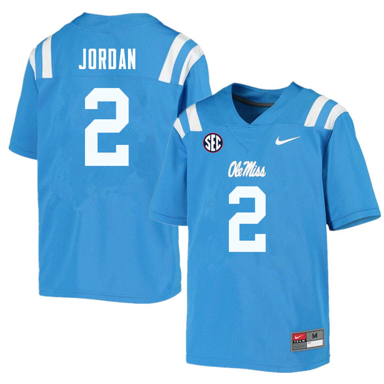 Men #2 Jalen Jordan Ole Miss Rebels College Football Jerseys Sale-Powder Blue - Click Image to Close